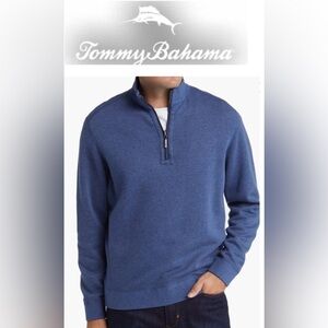 Tommy Bahama Island Zone Men’s XXL Blue Note Heather 1/4 Zip‎ Pullover